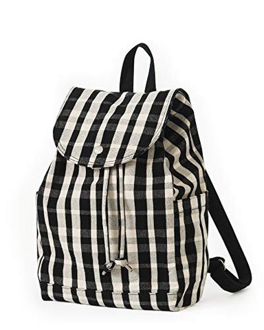 BAGGU Drawstring Backpack, Durable and Stylish For Daily Essentials, Plaid