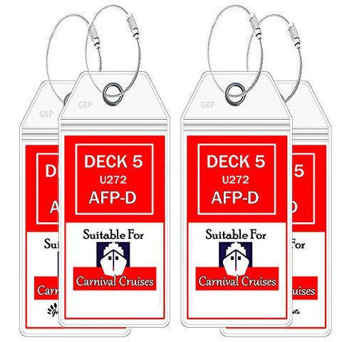 (4 tags) Cruise luggage tags for Carnival Cruise Line - Wide Luggage Tags for Carnival Cruise Line