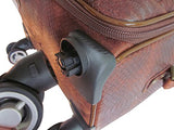 Amerileather Brown Leather Python-Print Two Piece Set Traveler On Spinner Wheels (#8702-7)