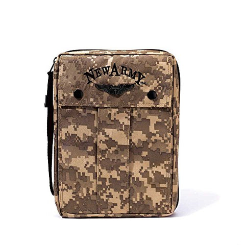 New Army Camouflage Front Pocket 7 x 10 inch Reinforced Polyester Bible Cover Case