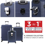 Wrangler Smart Luggage Set with Cup Holder and USB Port, Navy Blue, 3 Piece
