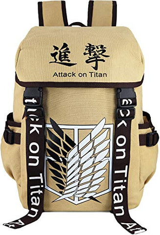 Roffatide Anime Attack On Titan Backpack Wings of Freedom Knapsack Canvas Backpack Printed Flap Bookbag