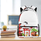 LORVIES Japanese Traditional Objects Bookbags Student Daypack Backpacks for Boys Girls
