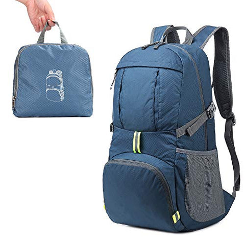 Sarhlio Hiking Backpack Foldable Daypack 35L Lightweight Water Repellent for Travel EDC Blue(BPK03C)