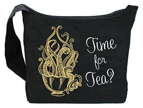 Dancing Participle Time For Tea Kracken Embroidered Sling Bag