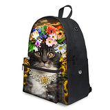 Bigcardesigns Female Gray Animal Cat Back to School Rucksack Canvas backpack