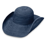 Wallaroo Women'S Scrunchie Sun Hat - Lightweight And Packable Sun Hat - Upf 50+, Navy With White