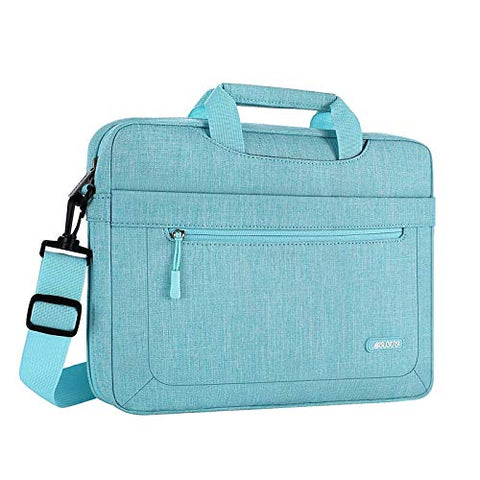 MOSISO Laptop Shoulder Bag Compatible with MacBook Pro 16 A2141/Retina 15 A1398, 15-15.6 inch Notebook, Polyester Messenger Carrying Briefcase Sleeve with Adjustable Depth at Bottom, Hot Blue