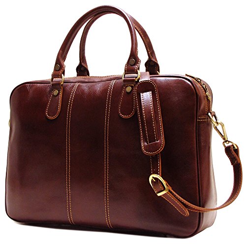 Floto Venezia Slim Brown Briefcase Attache Lap-top Case