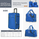 Flieks 5 Piece Luggage Set Deluxe Expandable Rolling Suitcase (blue&black)
