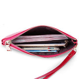 BOBILIKE Women's RFID Blocking Leather Wallets Credit Card Cash Holder Clutch Wristlet, Rose Red