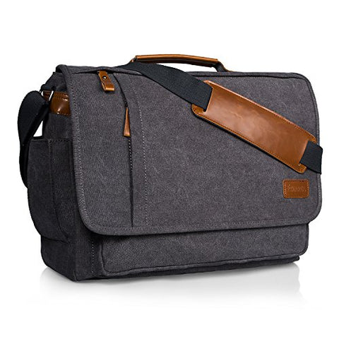 Estarer 17.3 Inch Laptop Messenger Bag Water-resistance Canvas Computer Bag for Office Work College