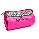 Sassi Designs Girls Pink Zebra Polka Dot Grosgrain Gymnast Medium Duffel Bag