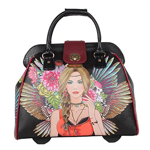 Nicole Lee Women's Exclusive Print Rolling Business Tote, Laptop Compartment Travel, Gypsy Girl, One Size