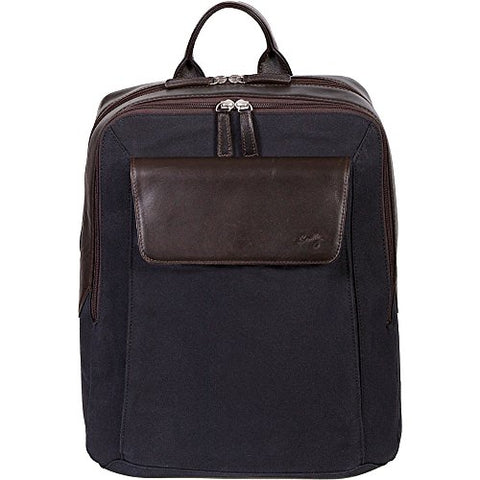 Scully Cambria Backpack (Brown Leather & Midnight Navy Canvas)