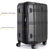 Travel Joy Expandable Spinner Luggage Sets,TSA lightweight Hardside Luggage Set, Premium Hardshell 20" 24"28 inches Luggage 3 piece Set (DARK GREY, 3-piece)