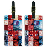 London England Britain Bridge Tile Collage Luggage ID Tags Cards Set of 2