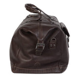 BOCONI Men's Tyler Tumbled Cargo Duffle in Coffee leather w/ khaki