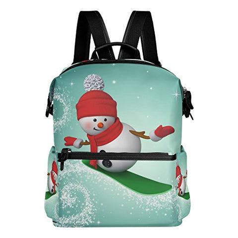 Colourlife Snowman Snowboarding Stylish Casual Shoulder Backpacks Laptop School Bags Travel