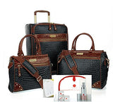 Samantha Brown 12 Piece Classic Croco Luggage 21" Upright, Dowel Bags,Plus Extras~Black