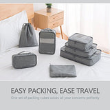 Packing Cubes VAGREEZ 7 Pcs Travel Luggage Packing Organizers Set with Laundry Bag (Grey)