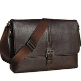 Boconi Tyler Tumbled Single Buckle Leather Messenger in Black w/ Khaki