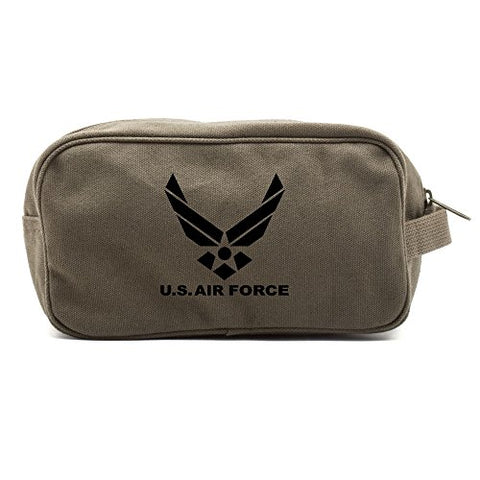 US Air Force Canvas Shower Kit Travel Toiletry Bag Case in Olive & Black