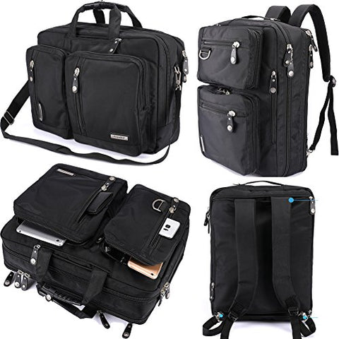FreeBiz Laptop Backpack Messenger Bag-Hybrid Briefcase Backpack Vintage Bookbag Rucksack Satchel-Nylon Water-Resistant for 15.6 Inch Laptop
