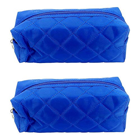 𝐊𝐢𝐧𝐠𝐬𝐥𝐞𝐲 Quilted Cosmetic Bag - Multi-Purpose Zipper makeup Bag Pouch - Cosmetic Bag Pouch Handy Organizer - Cosmetic Bag Organizer Pouch for Travel with Zipper, Blue - Lot of 2