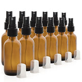 Set Of 12, 2Oz Amber Glass Spray Bottles For Essential Oils - With Fine Mist Sprayers - Made In The