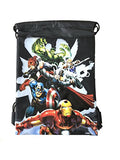 Marvel Avengers Drawstring Backpack Sling Tote School Sport Gym Bag (Gold) (2 Pieces Avenger Blue & Black)
