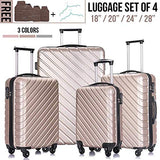 4PC 18-28 Inch Hardshell Luggage ABS Luggages Sets With Spinner Wheels Hard Shell Spinner Carry On Suitcase (Champagne Gold, 4 PCS)