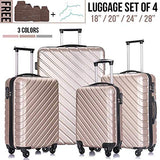4 PCS Luggage Sets with Spinner Wheels,Carry On Suitcase,Luggage Hardshell Travel Luggage Sets (Champagne)