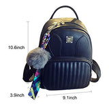 ABage Women's Leather Backpack Purse College Travel Casual Daypack Handbag, Black