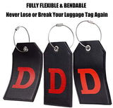 Casmonal Initial Leather Luggage Tag Travel Bag Tag Fully Bendable 1 pcs Set(D)