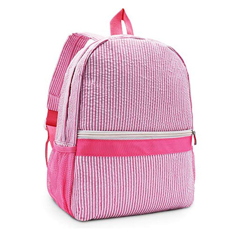 Seersucker Backpack Toddler with Pockets,Mini backpack for Preschool Kids,Kindergarten Kids Backpack(Pink)