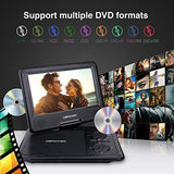 DBPOWER Portable DVD Player with 9.5" Swivel Screen, 5-Hour Built-in Rechargeable Battery, Support CD/DVD/SD Card/USB, with Car Charger and Power Adaptor (Black)