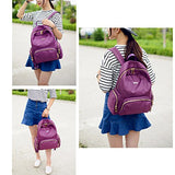 Nylon Waterproof Backpack Bag - Top Handle Rucksack Lightweight Durable CasualSchool Bag (Purple)