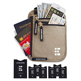 Zero Grid Neck Wallet w/RFID Blocking- Concealed Travel Pouch & Passport Holder (Desert Sand)
