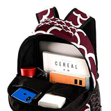 LORVIES Red And White Japanese Wave Motif Lightweight School Classic Backpack Travel Rucksack for Girls Women Kids Teens