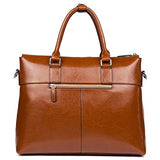Bostanten Leather Briefcase Laptop Business Vintage Slim Messenger Bags For Men & Women Brown