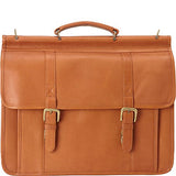 Le Donne Leather Classic Dowel Rod Laptop Briefcase, Tan