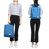 FLYCOOL Classic Canvas Square School Backpack Handbag for Women Navy