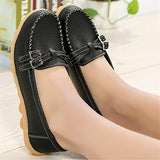 BOBILIKE Women's Leather Loafers Soft Driving Moccasins Casual Slip On Flat Shoes,401 Black 44