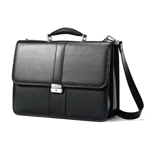 Samsonite Leather Flapover Case, Black