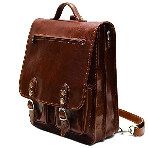 Floto Poste Backpack/Crossbody in Brown Full Grain Calfskin Leather