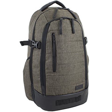 Fuel Athleisure Sleek Backpack with Ergonomic Padded Support System, Dark Brown Chambray/Blaze