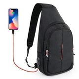 CrossGear Small Sling Backpack with USB Charging Port Waterproof Pouch Chest Shoulder Mini Bag