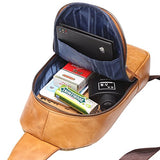 Bison Denim Mens Genuine Leather Sling Backpack Outdoor Shoulder Chest Pack Unbalance Crossbody Bag