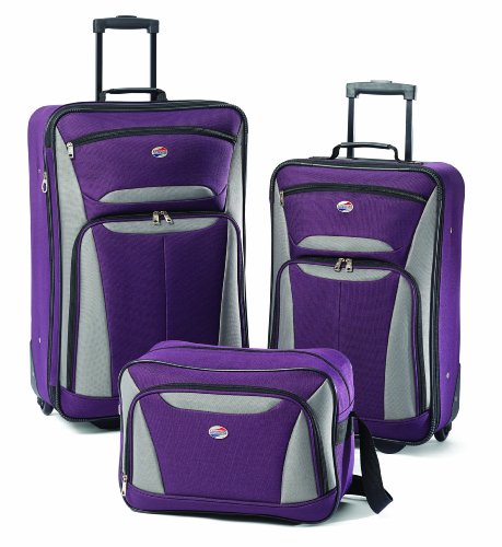 American Tourister Luggage 3-Piece Set, Purple/Grey